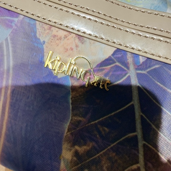 Kipling Purple and Tan Leaf Print Crossbody Bag - Picture 2 of 5